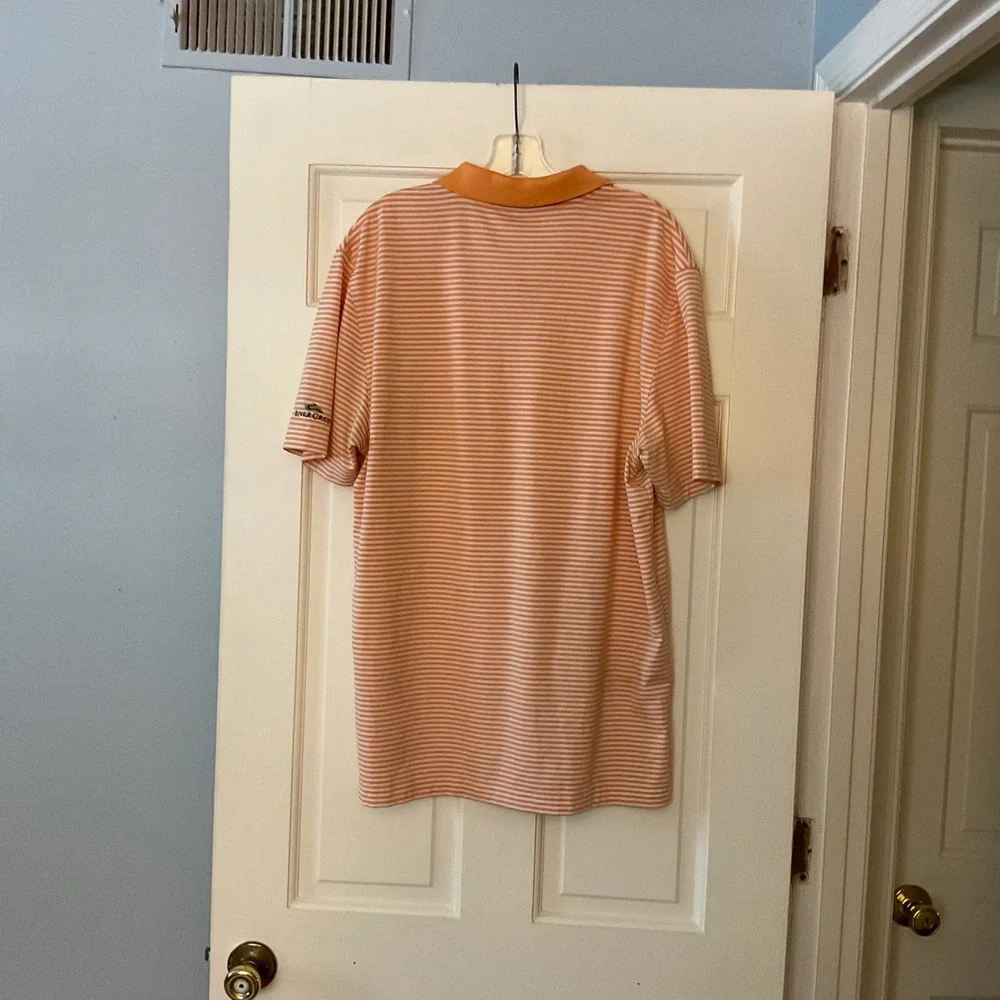 Vineyard Vines Men Orange Stripe Performance Polo Shirt M Golf Pickleball Tennis